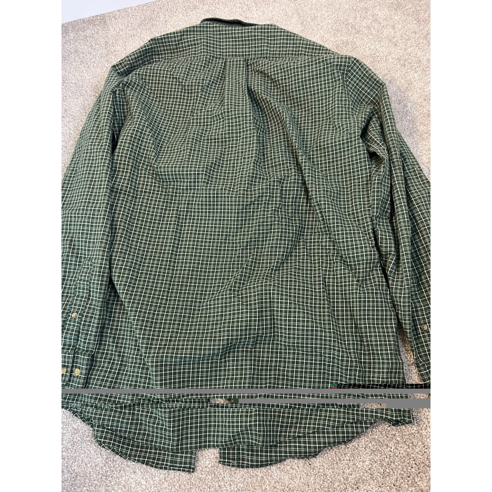 L.L.Bean Slightly Fitted Green Plaid Long Sleeve Button Down Flannel Size L Tall - Picture 3 of 3